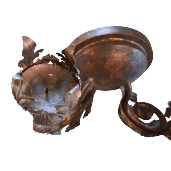 Antique Cast Iron Double Arm Wall Sconce Candle Holder Victorian Made in Mexico - Picture 6 of 11